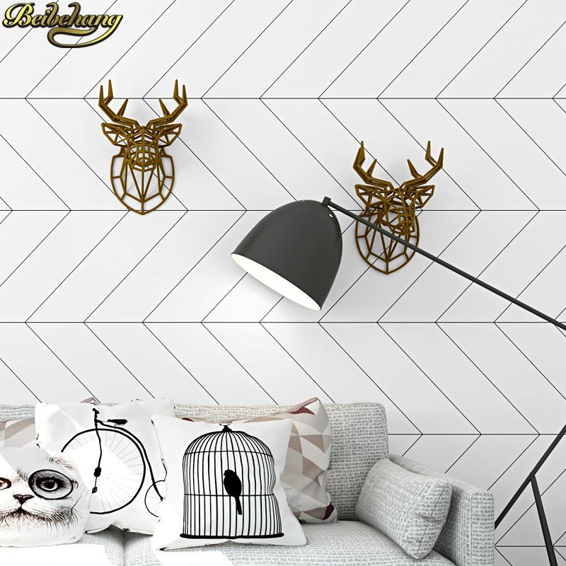 Home Improvement Stores - Beibehang style nordique noir blanc plaid